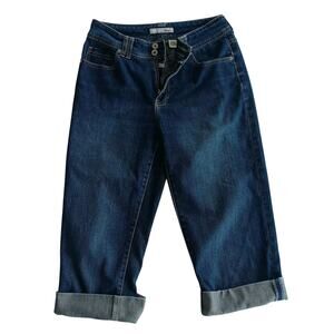 Chico's Platinum Capri  Denim Cuffed Jeans Sz 0.5 Size 6 Cotton Spandex Size 6